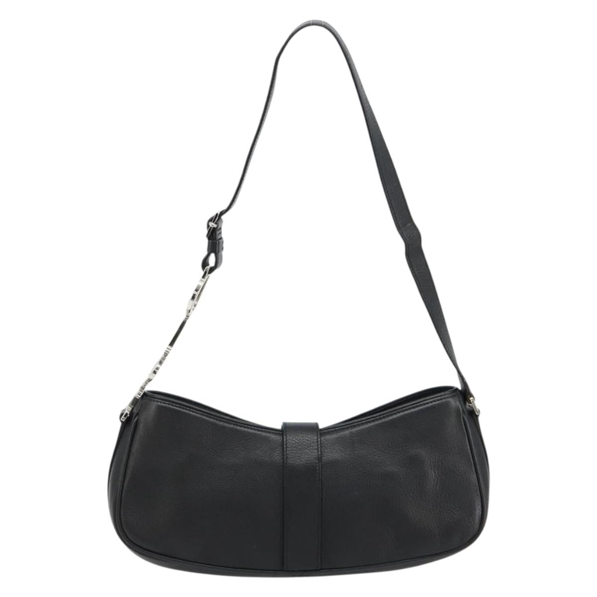 Christian Dior Shoulder Bag Leather Black Silver Auth yk20491SM