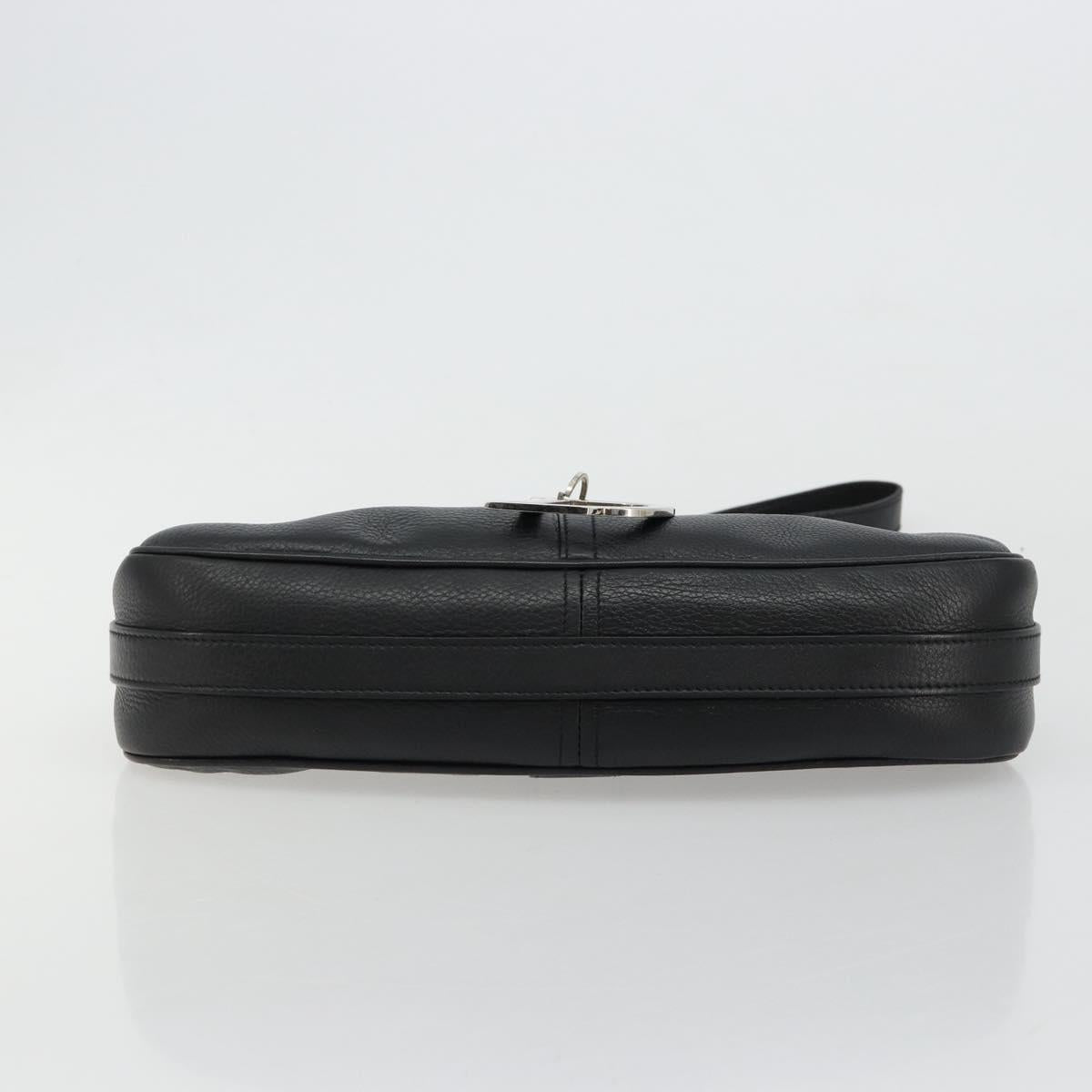 Christian Dior Shoulder Bag Leather Black Silver Auth yk20491SM