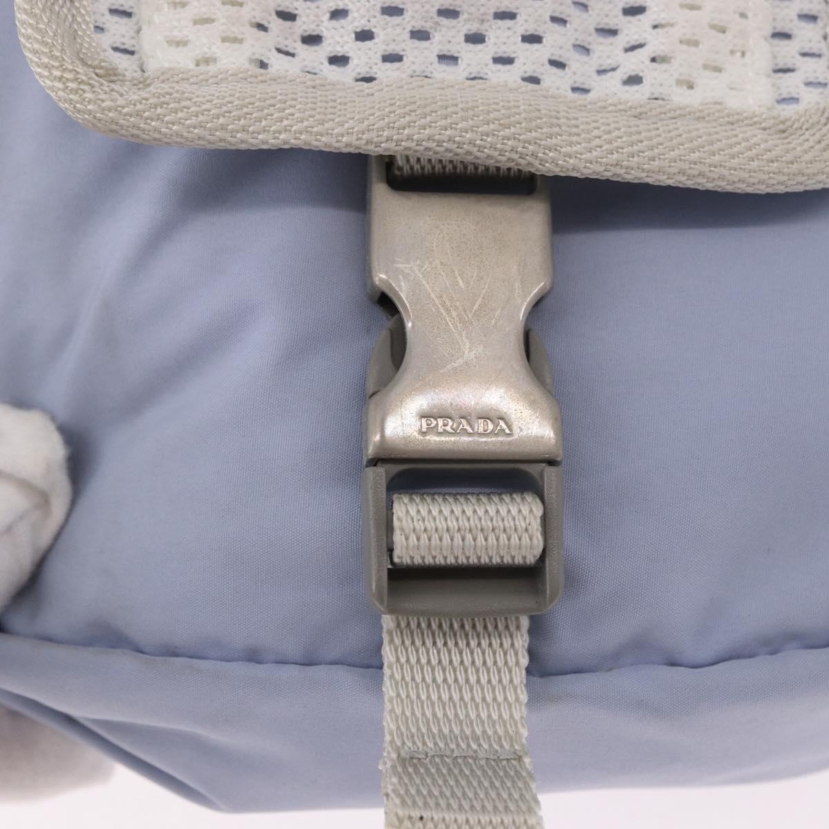 PRADA Sports Line Shoulder Bag Nylon Blue Silver Auth yk20492A