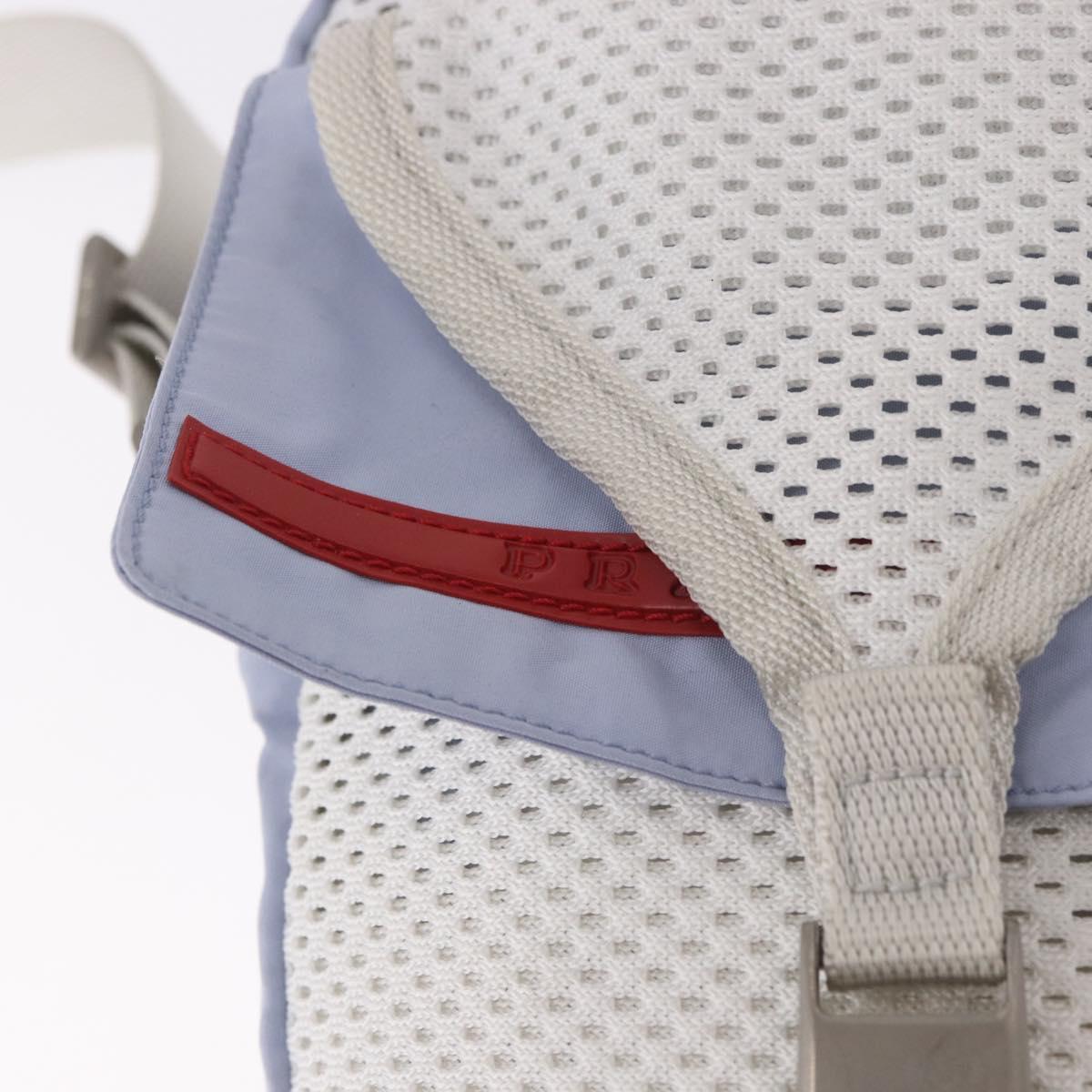 PRADA Sports Line Shoulder Bag Nylon Blue Silver Auth yk20492A