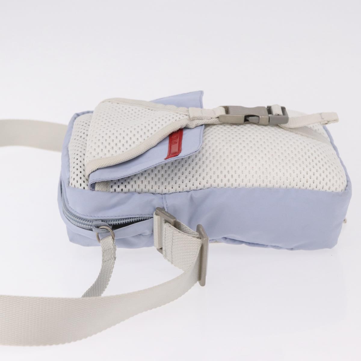 PRADA Sports Line Shoulder Bag Nylon Blue Silver Auth yk20492A