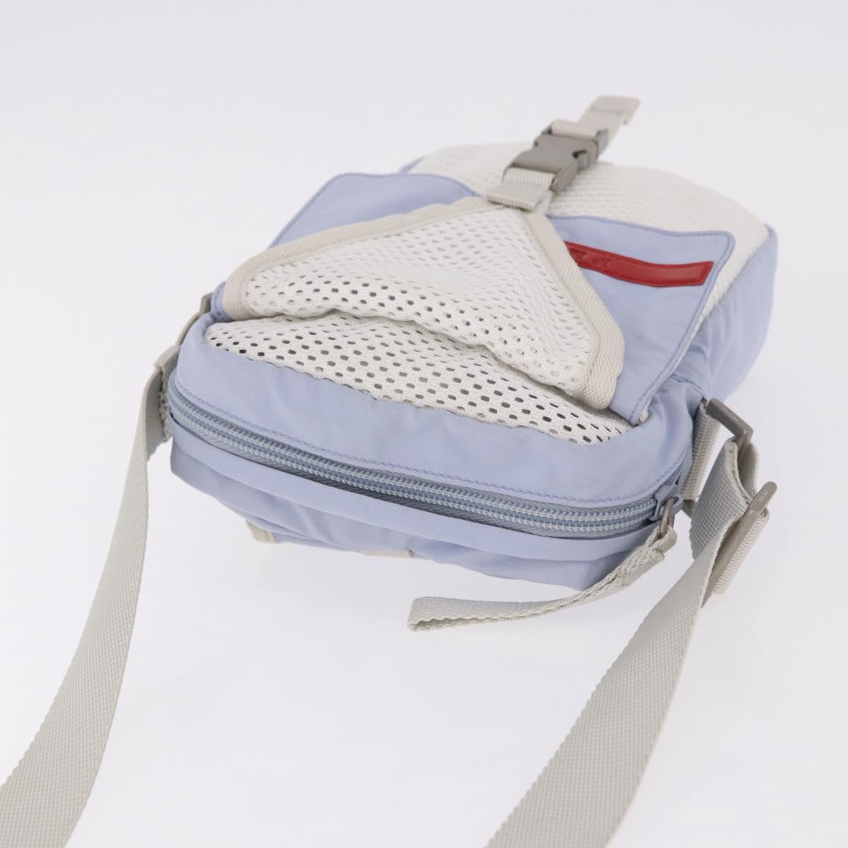PRADA Sports Line Shoulder Bag Nylon Blue Silver Auth yk20492A