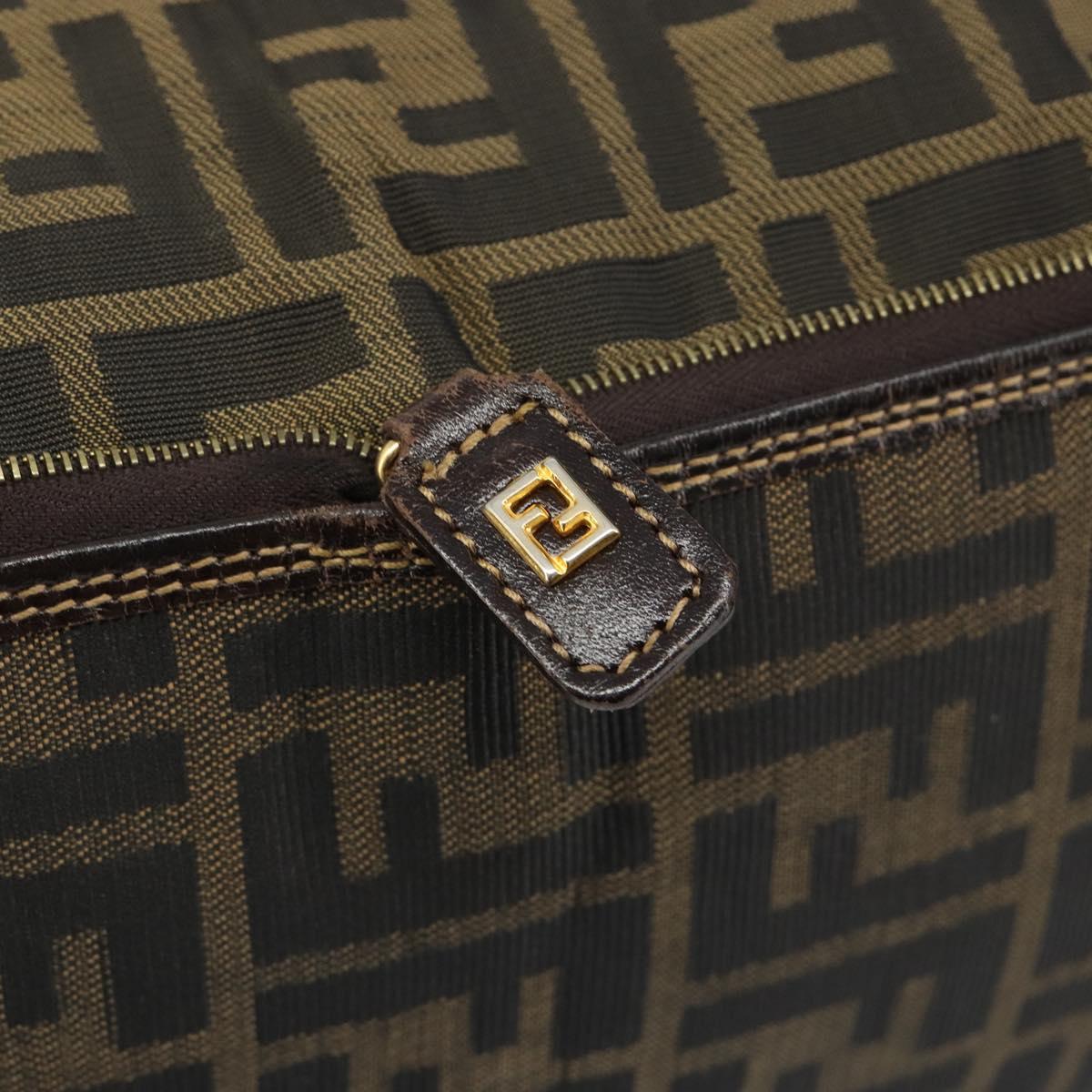 FENDI Zucca Canvas Tote Bag Black Brown gold Auth yk20496A