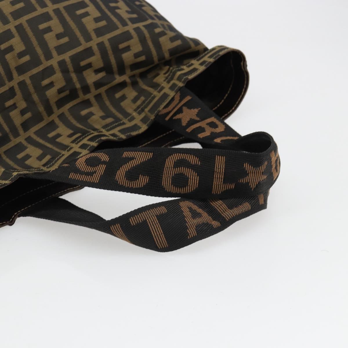 FENDI Zucca Canvas Tote Bag Black Brown gold Auth yk20496A