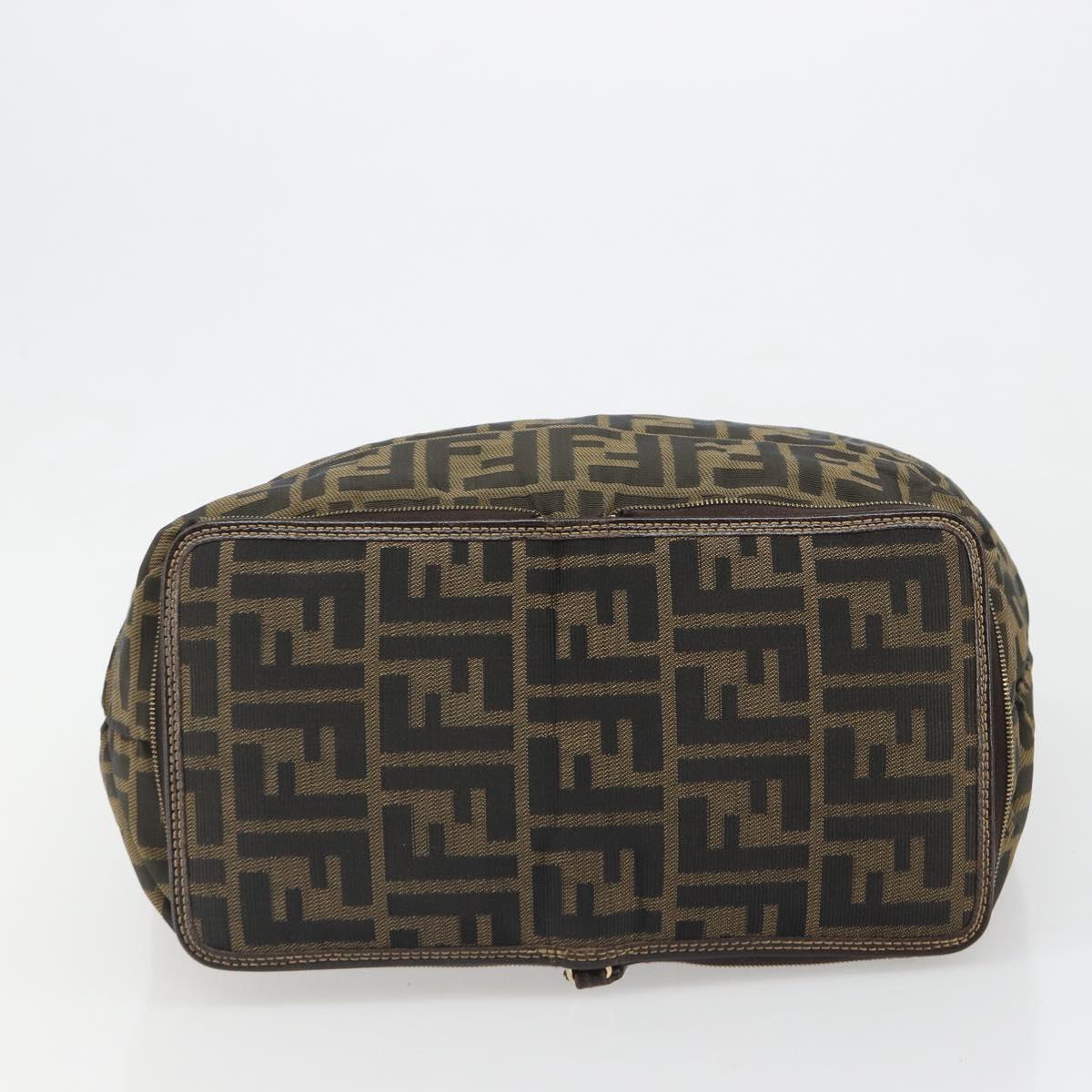 FENDI Zucca Canvas Tote Bag Black Brown gold Auth yk20496A