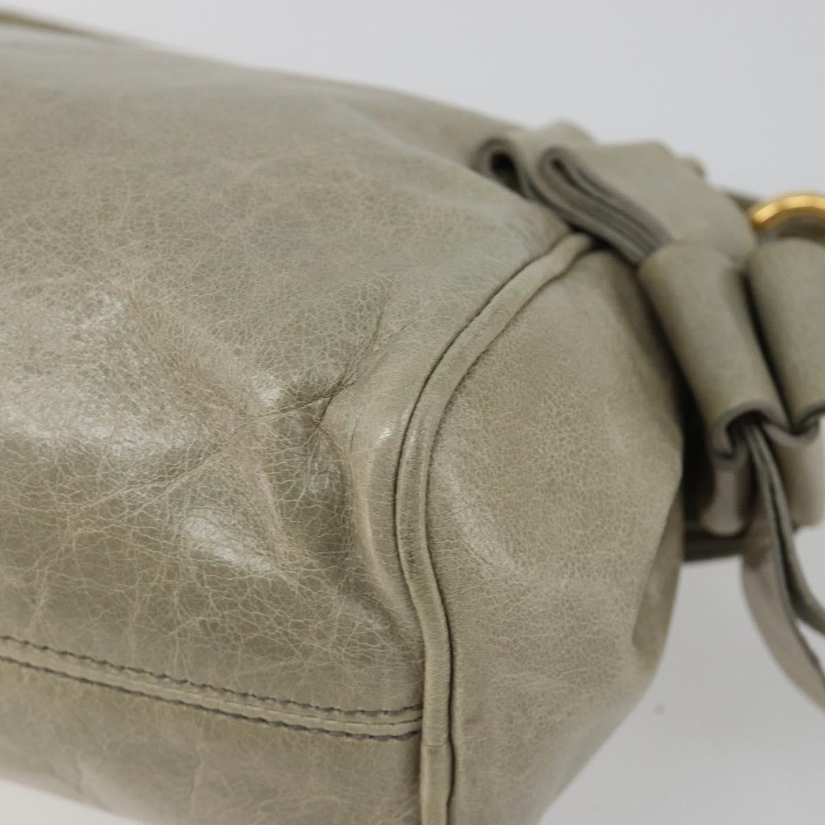 Miu Miu Hand Bag Leather Gray Gold Auth yk20498A