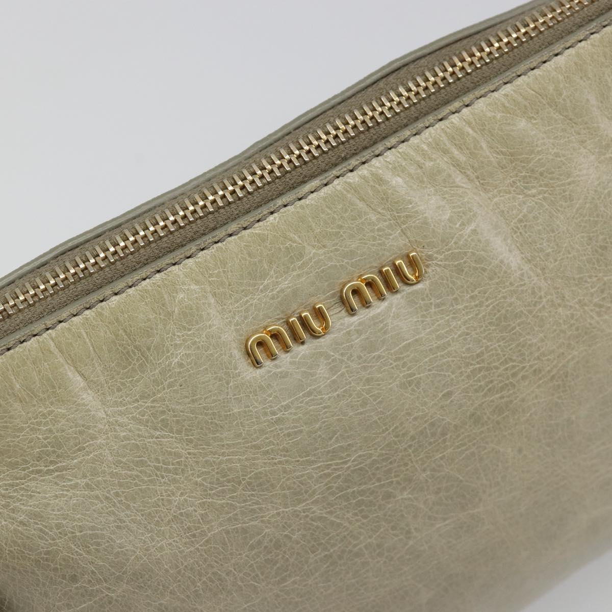 Miu Miu Hand Bag Leather Gray Gold Auth yk20498A