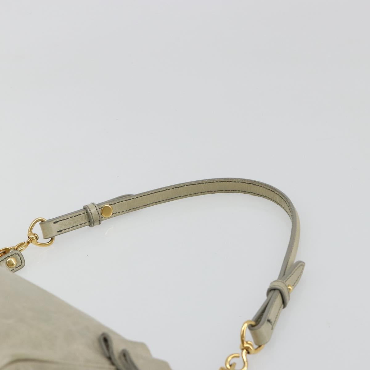 Miu Miu Hand Bag Leather Gray Gold Auth yk20498A