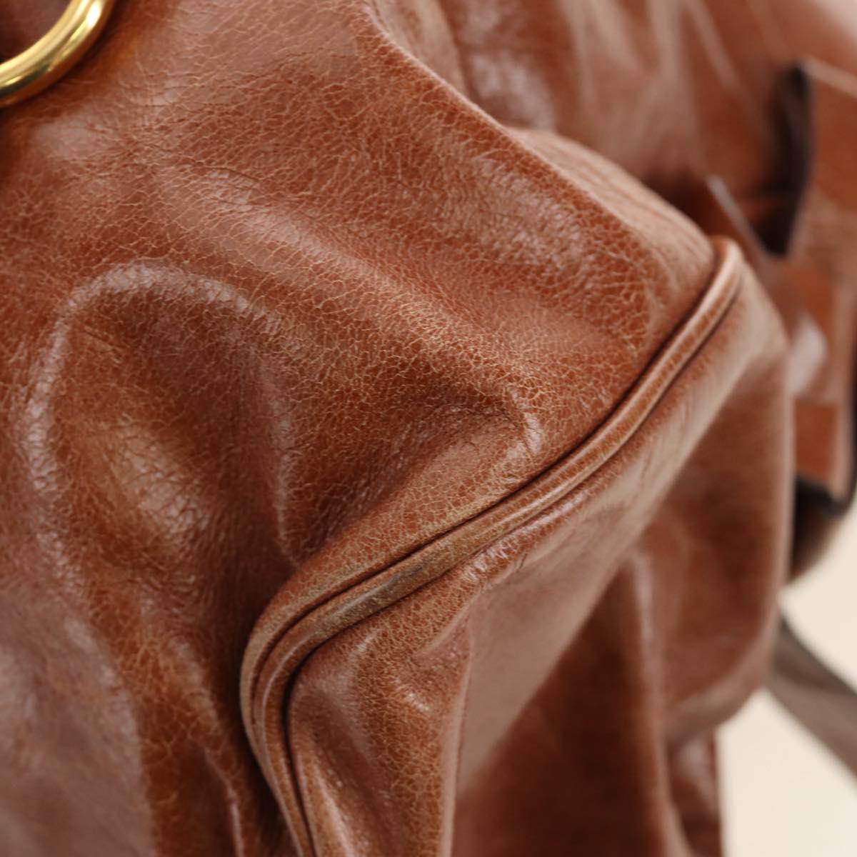 Miu Miu Hand Bag Leather 2way Brown Gold Auth yk20499SAM
