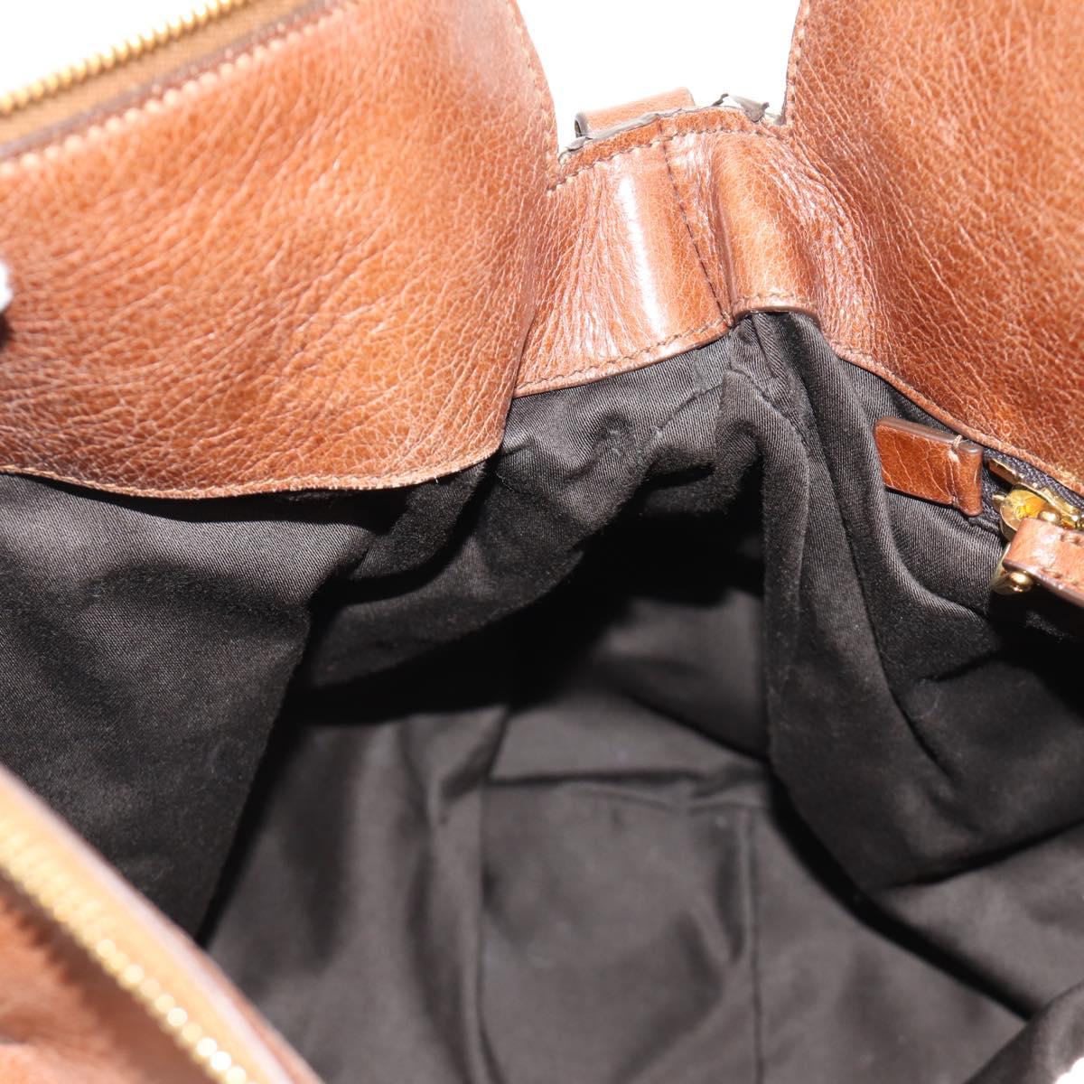 Miu Miu Hand Bag Leather 2way Brown Gold Auth yk20499SAM