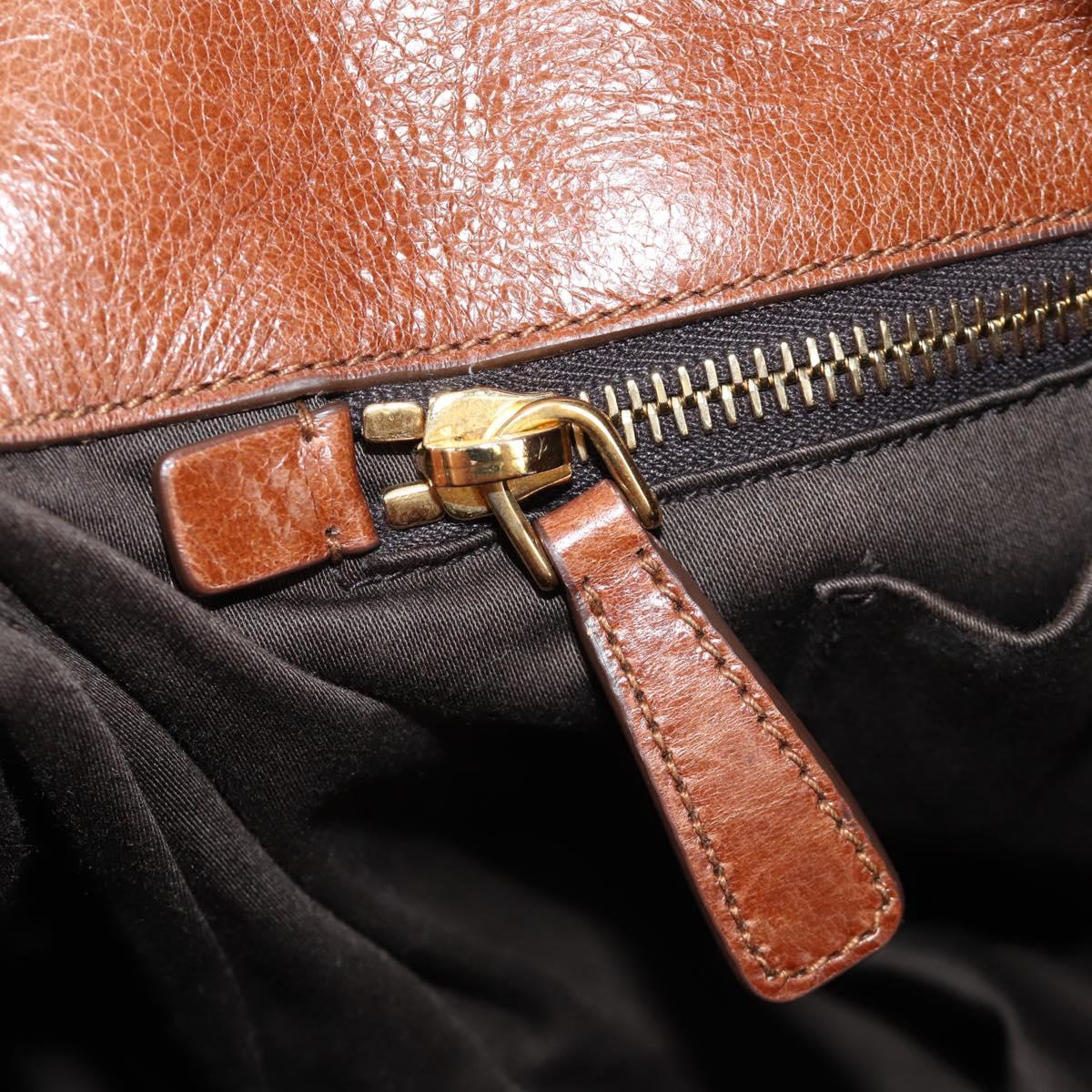 Miu Miu Hand Bag Leather 2way Brown Gold Auth yk20499SAM
