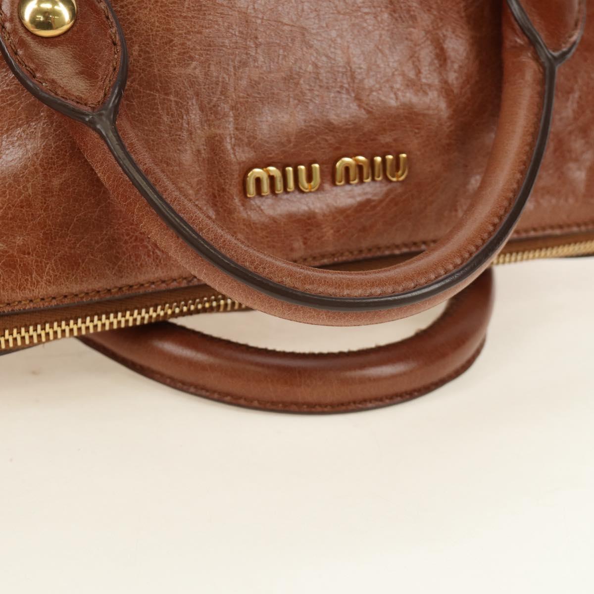 Miu Miu Hand Bag Leather 2way Brown Gold Auth yk20499SAM