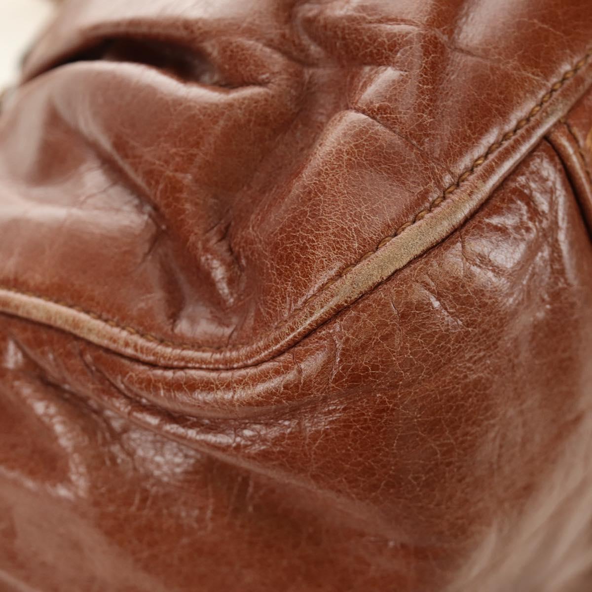 Miu Miu Hand Bag Leather 2way Brown Gold Auth yk20500SAM