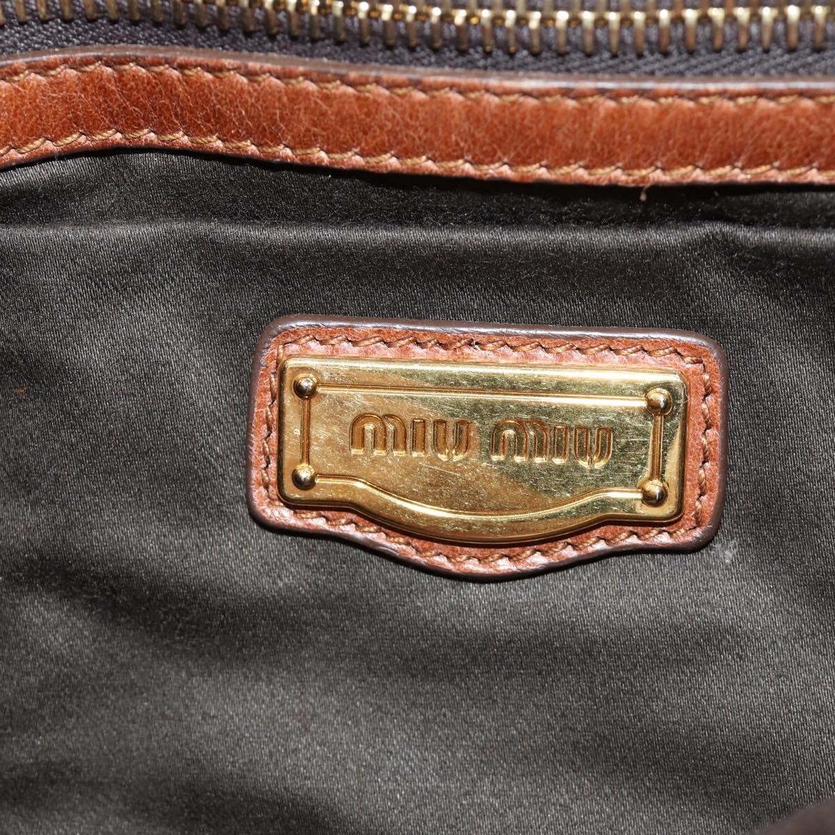 Miu Miu Hand Bag Leather 2way Brown Gold Auth yk20500SAM