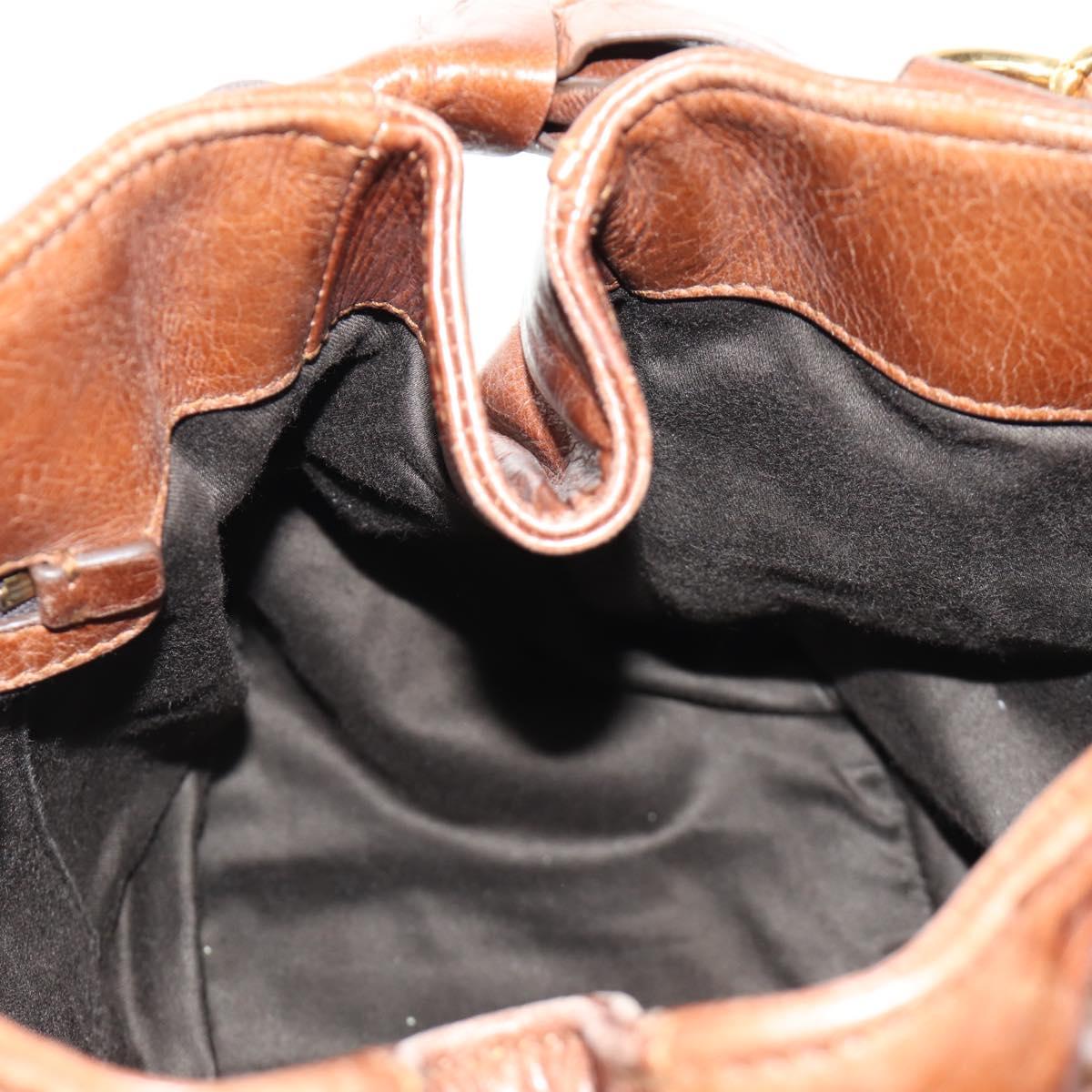 Miu Miu Hand Bag Leather 2way Brown Gold Auth yk20500SAM