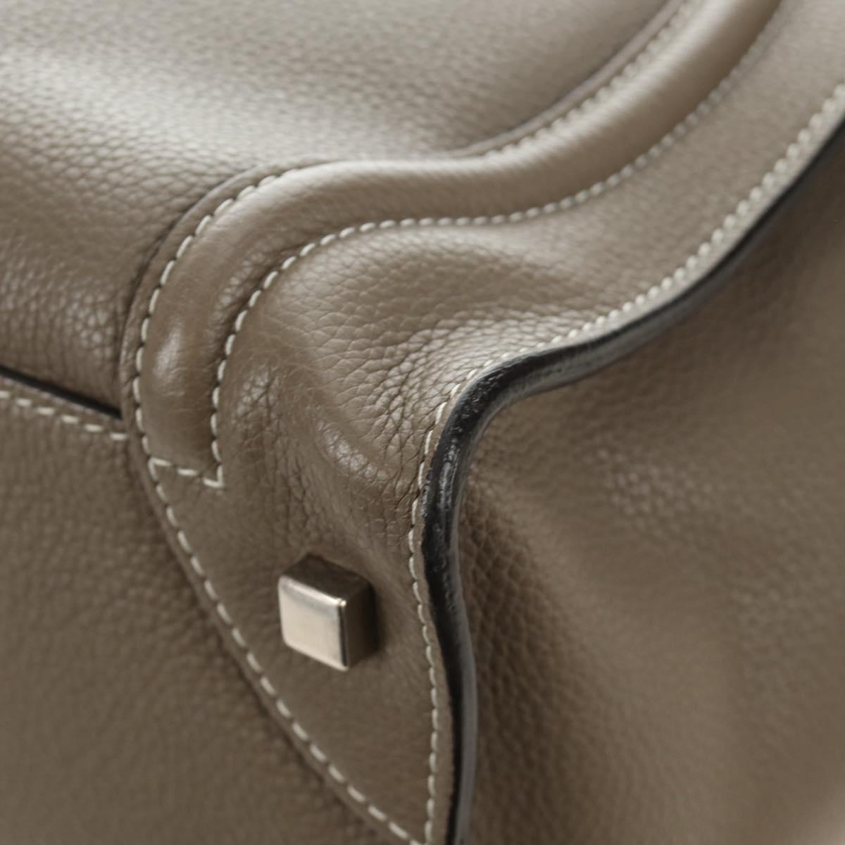 CELINE Luggage Mini Shopper Hand Bag Leather Gray Silver Auth yk20501SAM