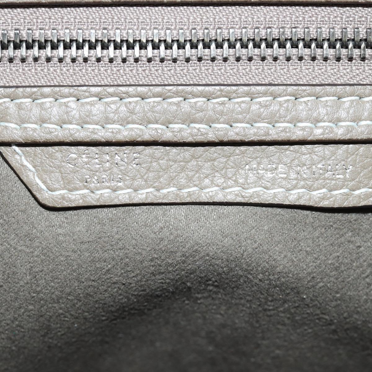 CELINE Luggage Mini Shopper Hand Bag Leather Gray Silver Auth yk20501SAM