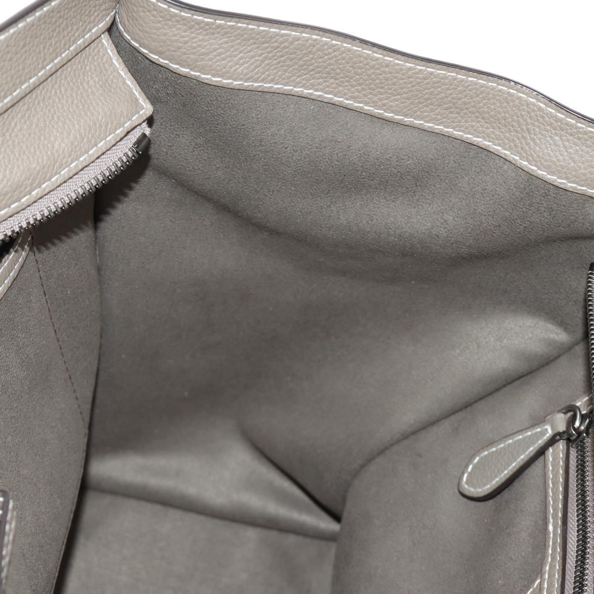 CELINE Luggage Mini Shopper Hand Bag Leather Gray Silver Auth yk20501SAM