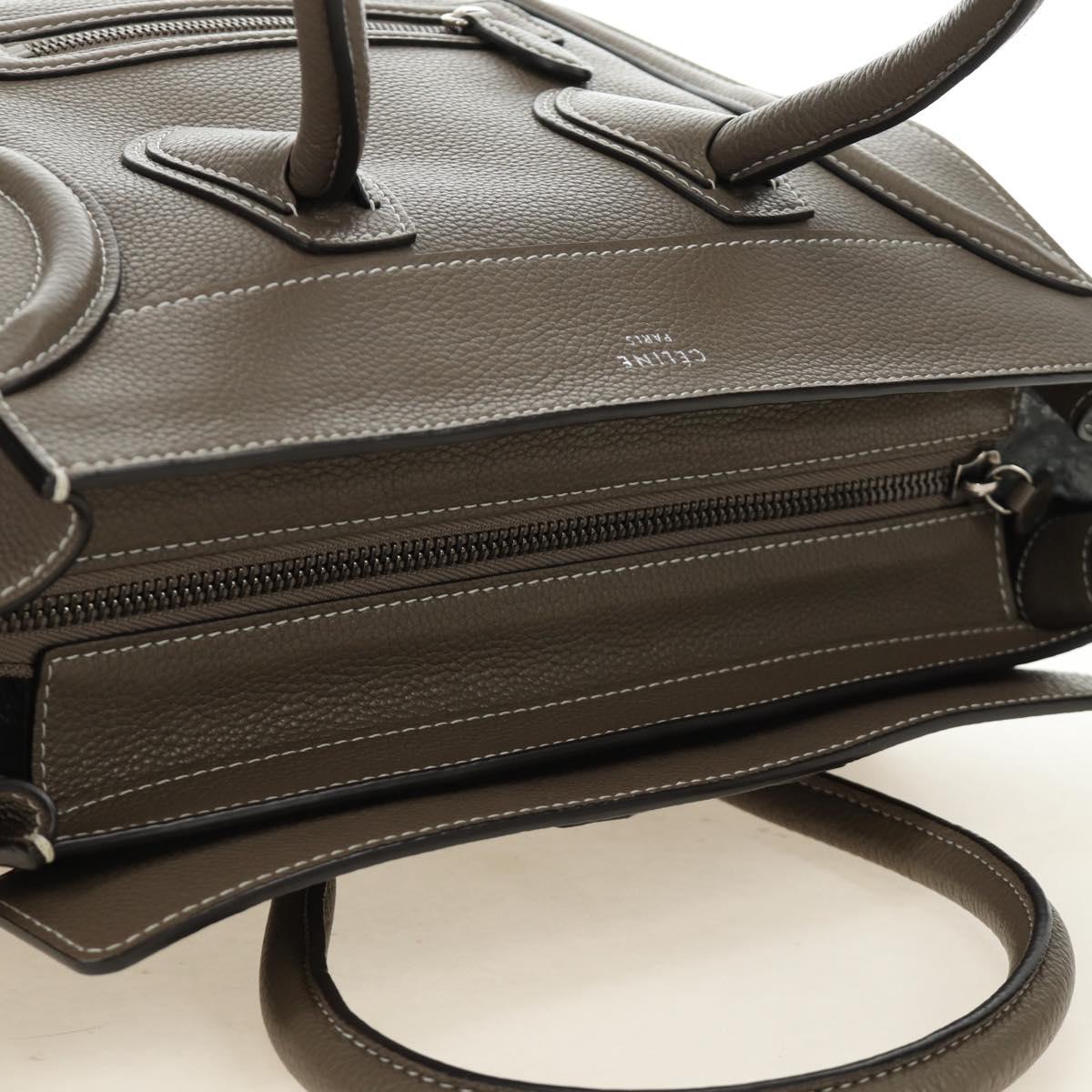 CELINE Luggage Mini Shopper Hand Bag Leather Gray Silver Auth yk20501SAM