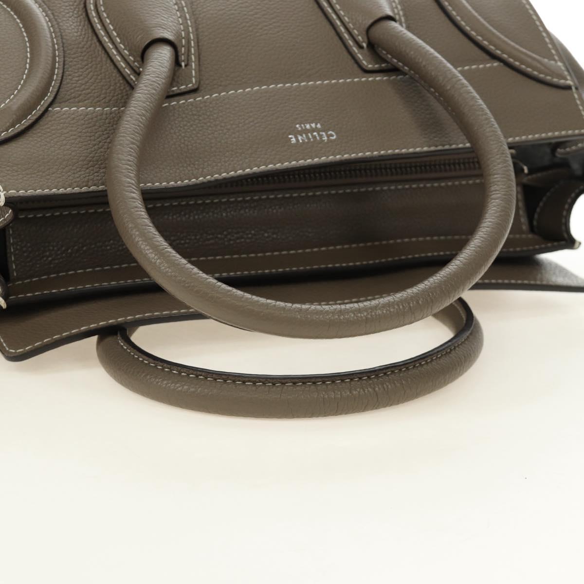CELINE Luggage Mini Shopper Hand Bag Leather Gray Silver Auth yk20501SAM