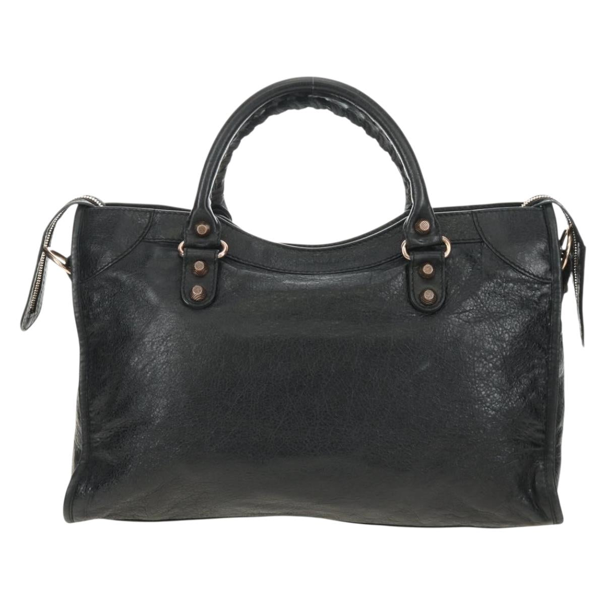 BALENCIAGA The Giant City Bag Leather 2way Black Gold 281770 Auth yk20502SAM