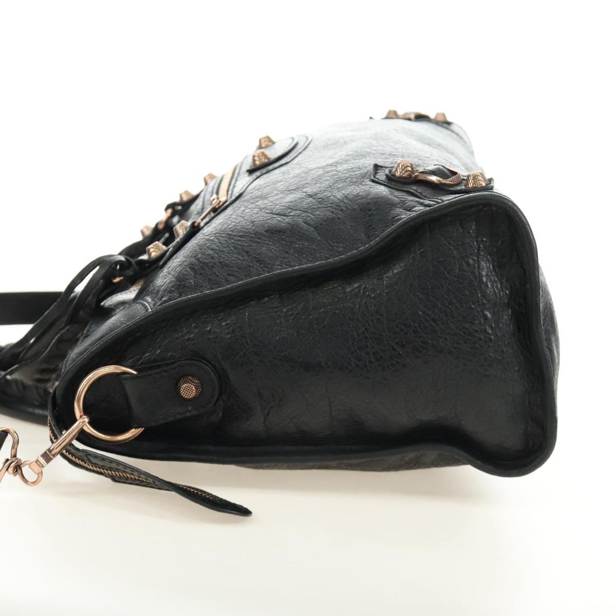 BALENCIAGA The Giant City Bag Leather 2way Black Gold 281770 Auth yk20502SAM
