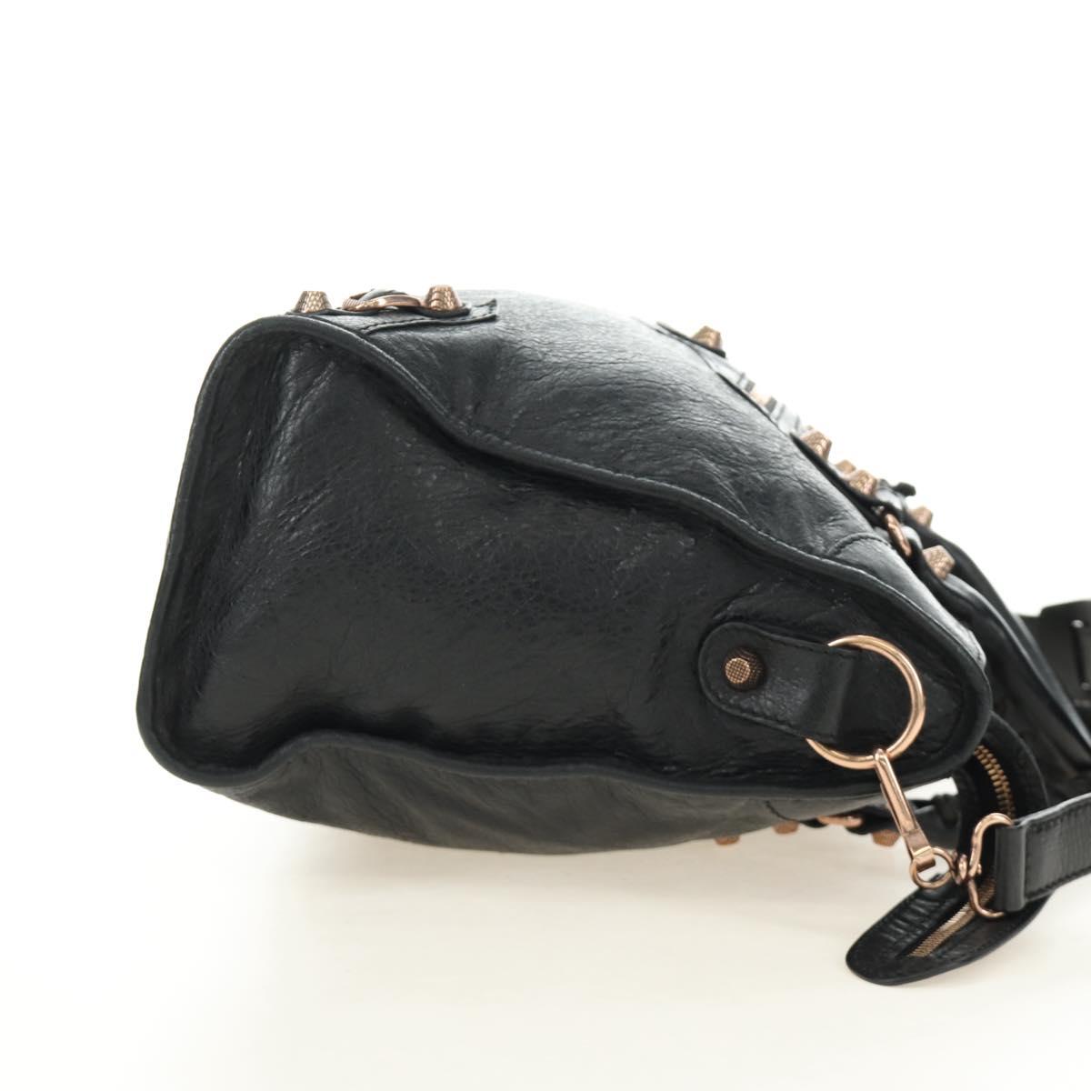 BALENCIAGA The Giant City Bag Leather 2way Black Gold 281770 Auth yk20502SAM