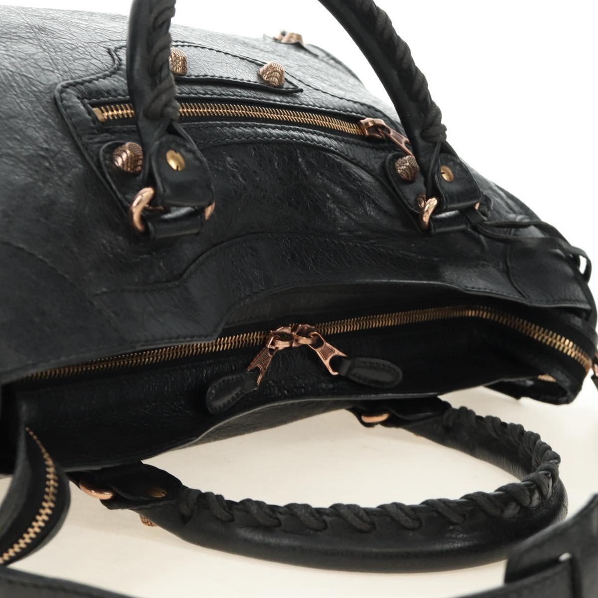 BALENCIAGA The Giant City Bag Leather 2way Black Gold 281770 Auth yk20502SAM