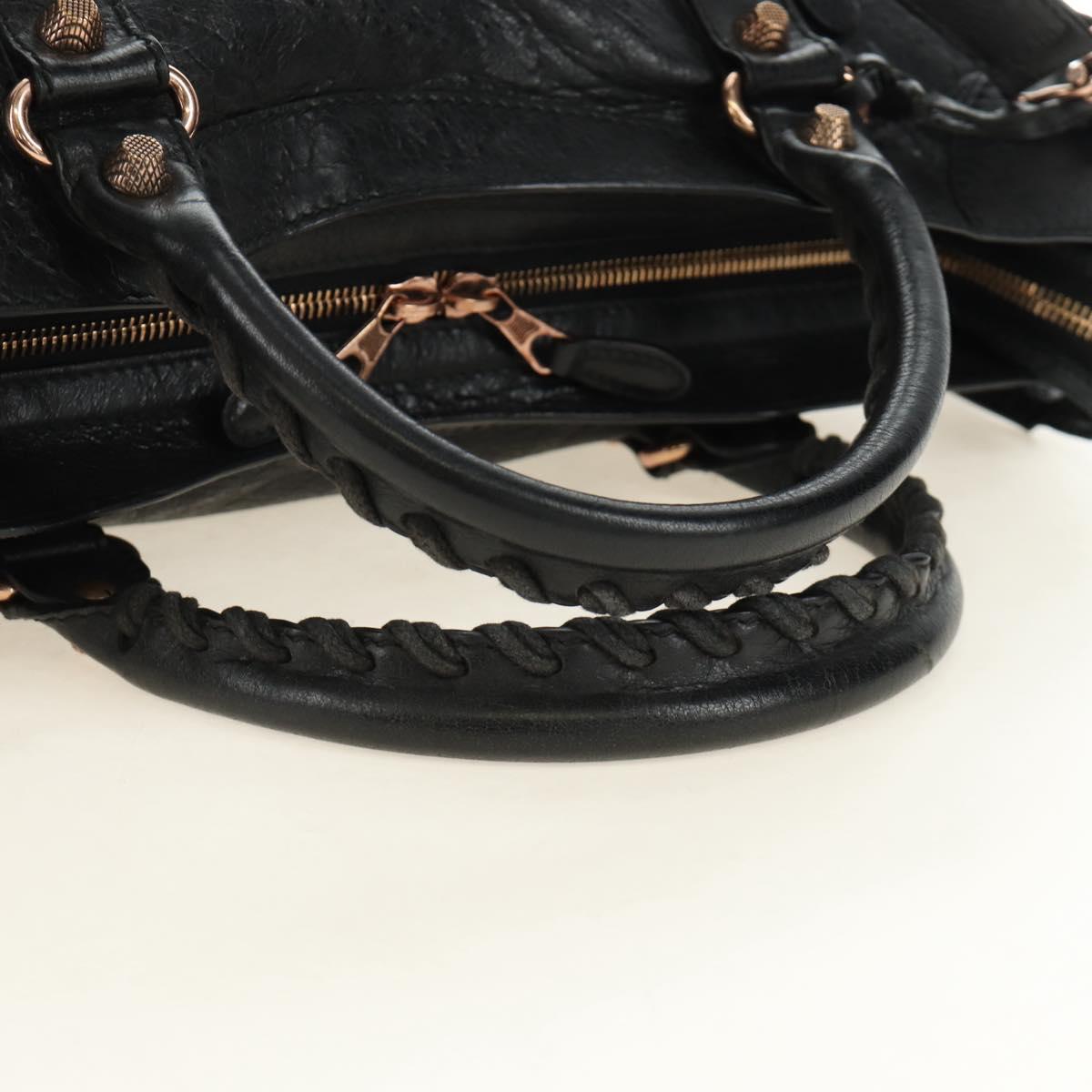 BALENCIAGA The Giant City Bag Leather 2way Black Gold 281770 Auth yk20502SAM