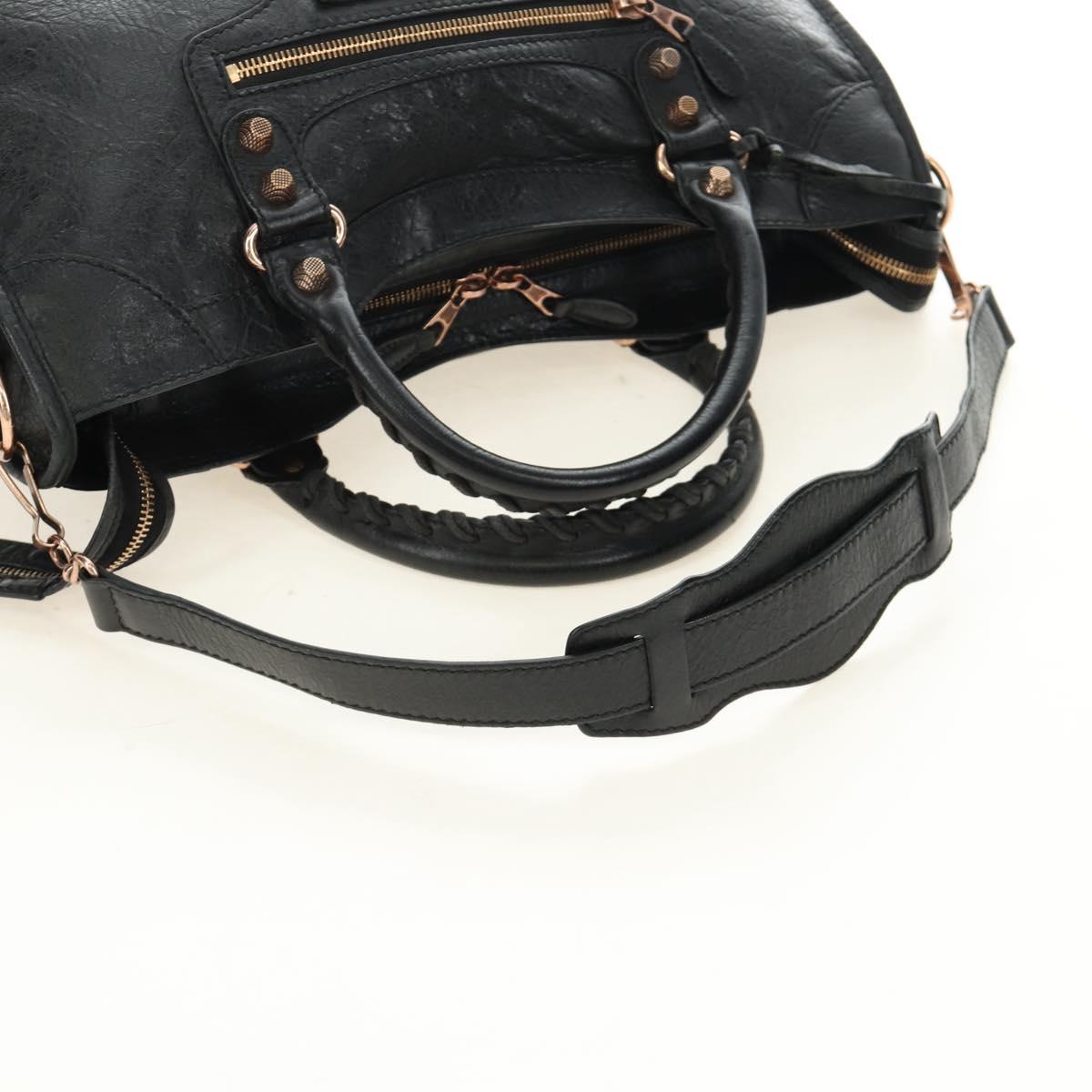BALENCIAGA The Giant City Bag Leather 2way Black Gold 281770 Auth yk20502SAM