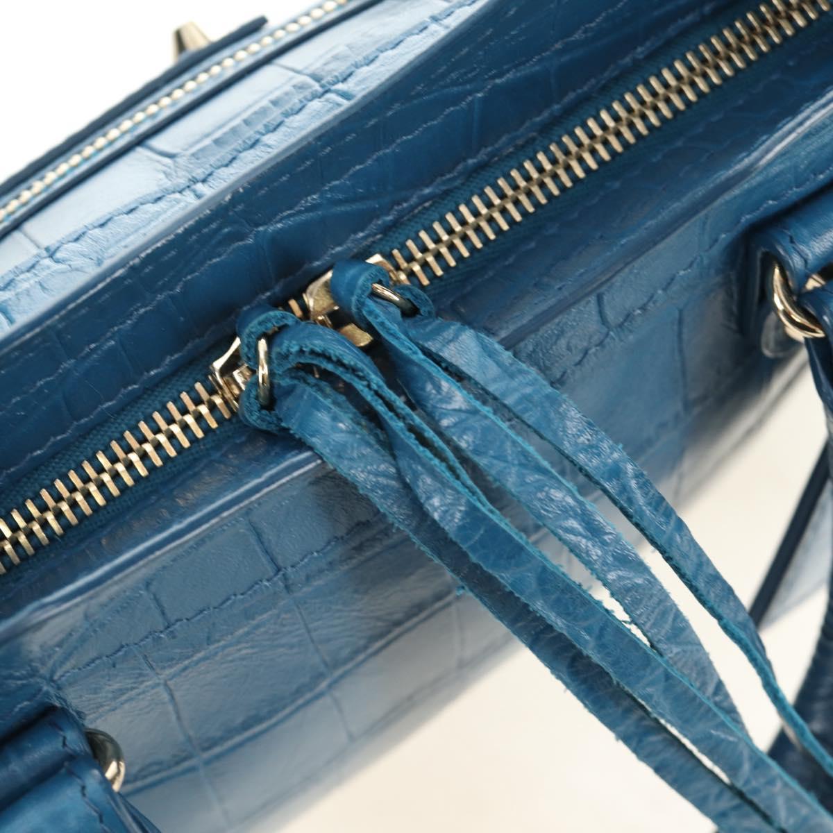BALENCIAGA Classic Mini City Bag Embossed leather Blue 300295 Auth yk20503SAM