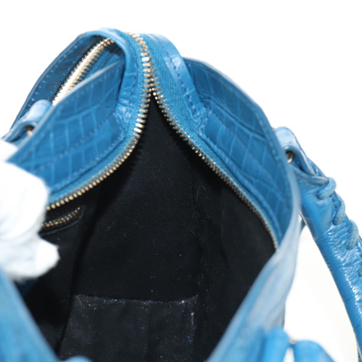 BALENCIAGA Classic Mini City Bag Embossed leather Blue 300295 Auth yk20503SAM