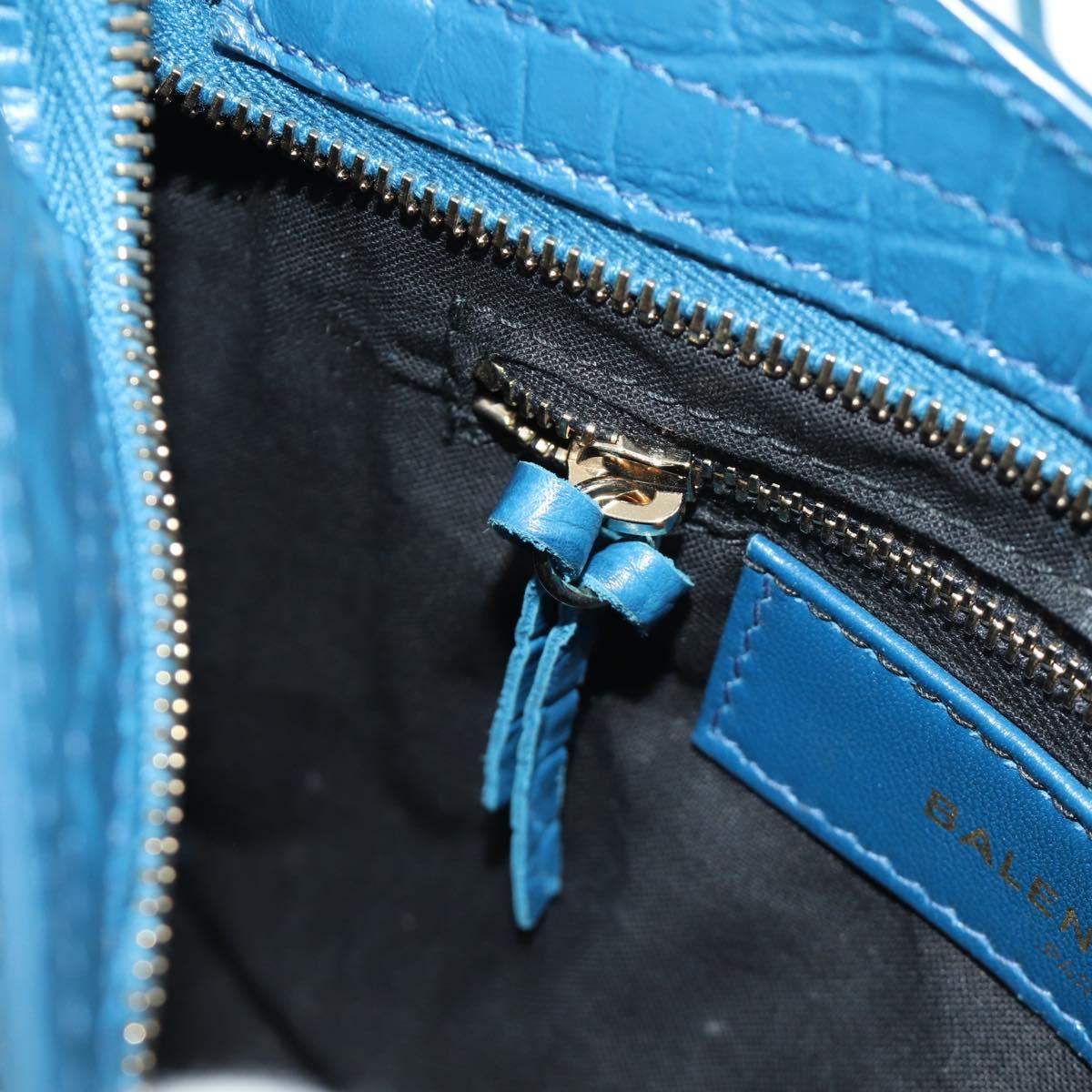 BALENCIAGA Classic Mini City Bag Embossed leather Blue 300295 Auth yk20503SAM