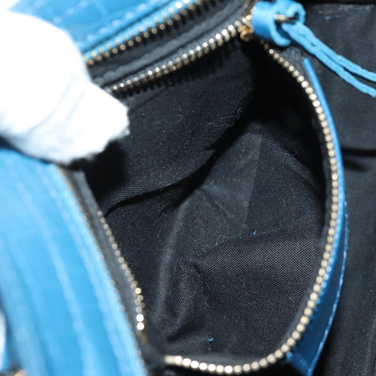 BALENCIAGA Classic Mini City Bag Embossed leather Blue 300295 Auth yk20503SAM
