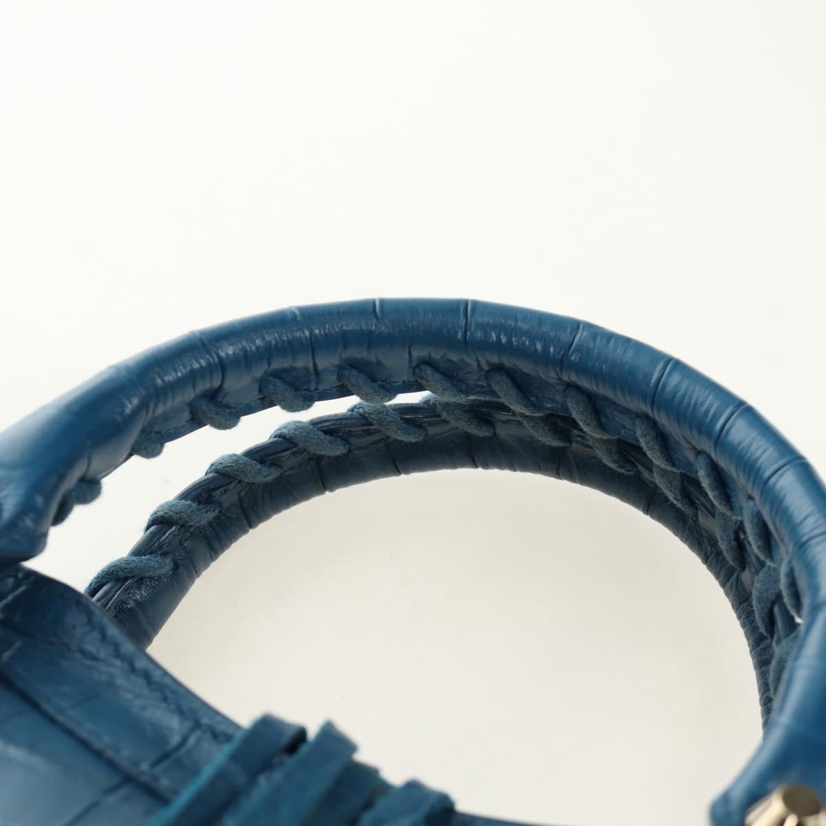 BALENCIAGA Classic Mini City Bag Embossed leather Blue 300295 Auth yk20503SAM