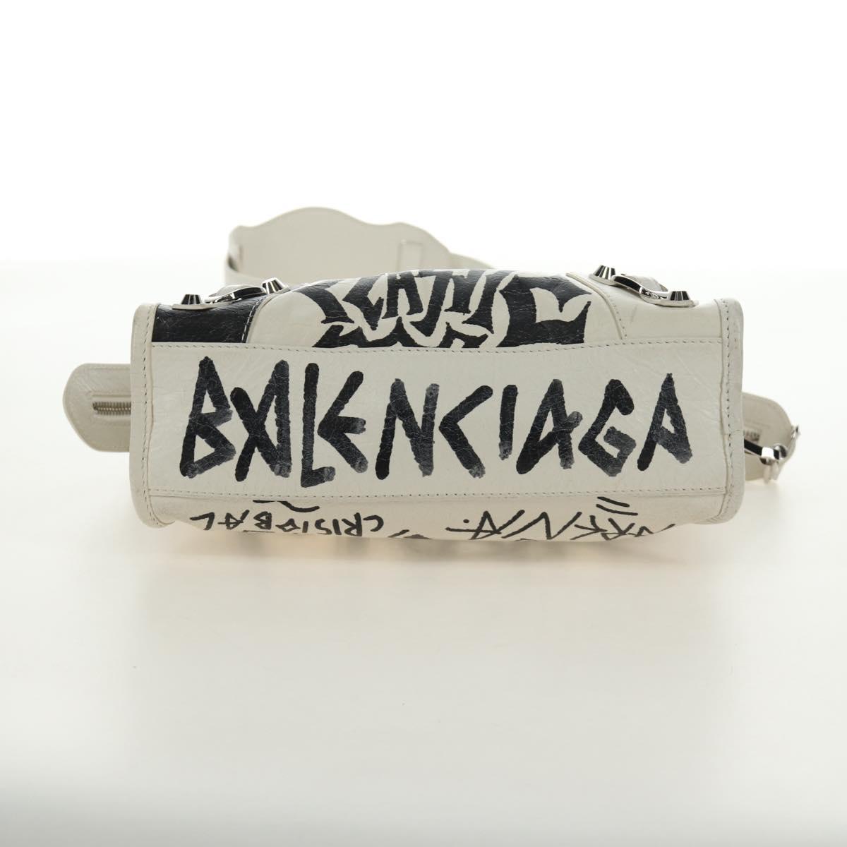 BALENCIAGA Graffiti Classic Mini City Leather 2way White 300295 Auth yk20504SAM