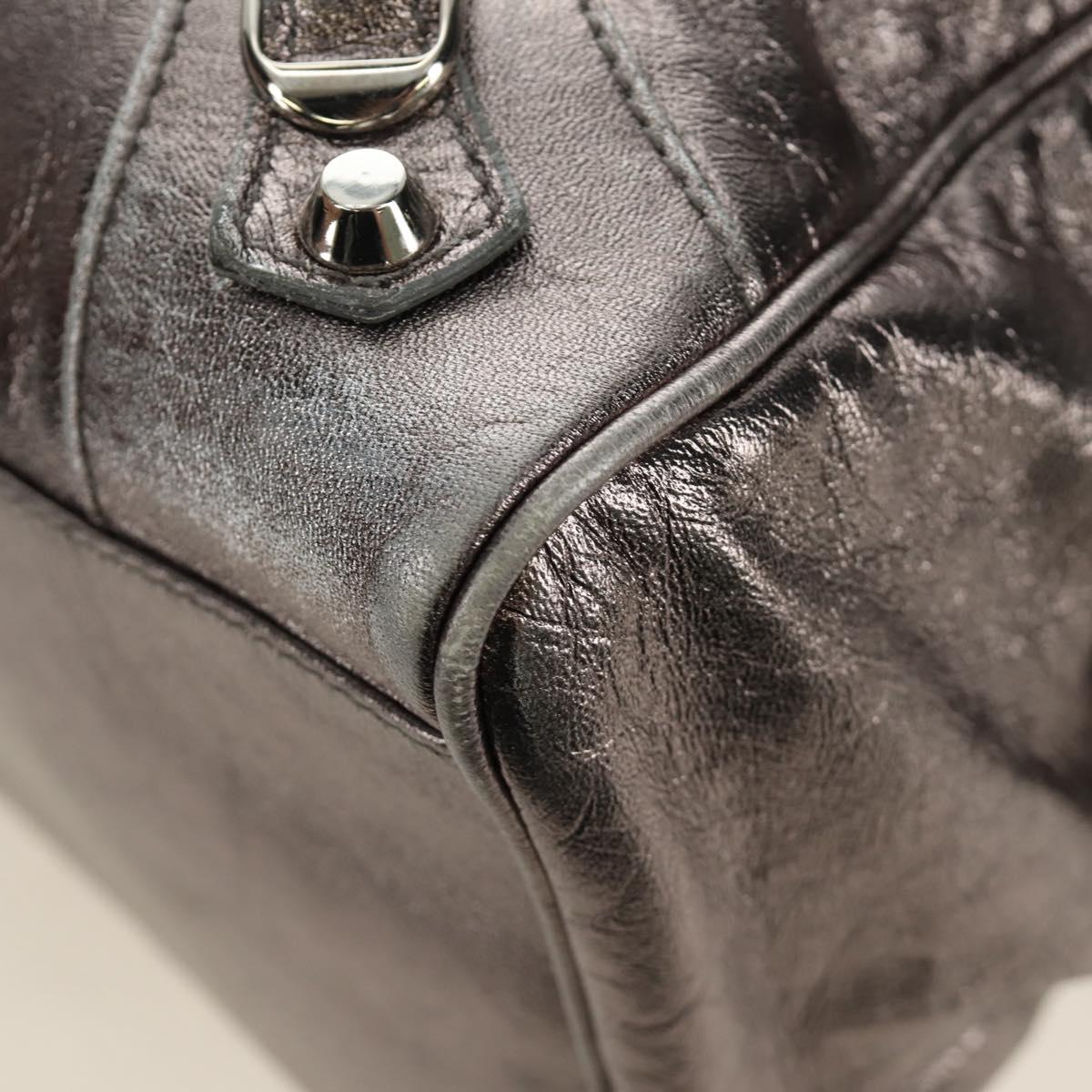 BALENCIAGA The Box Hand Bag Leather 2way Silver 145694 Auth yk20505SAM