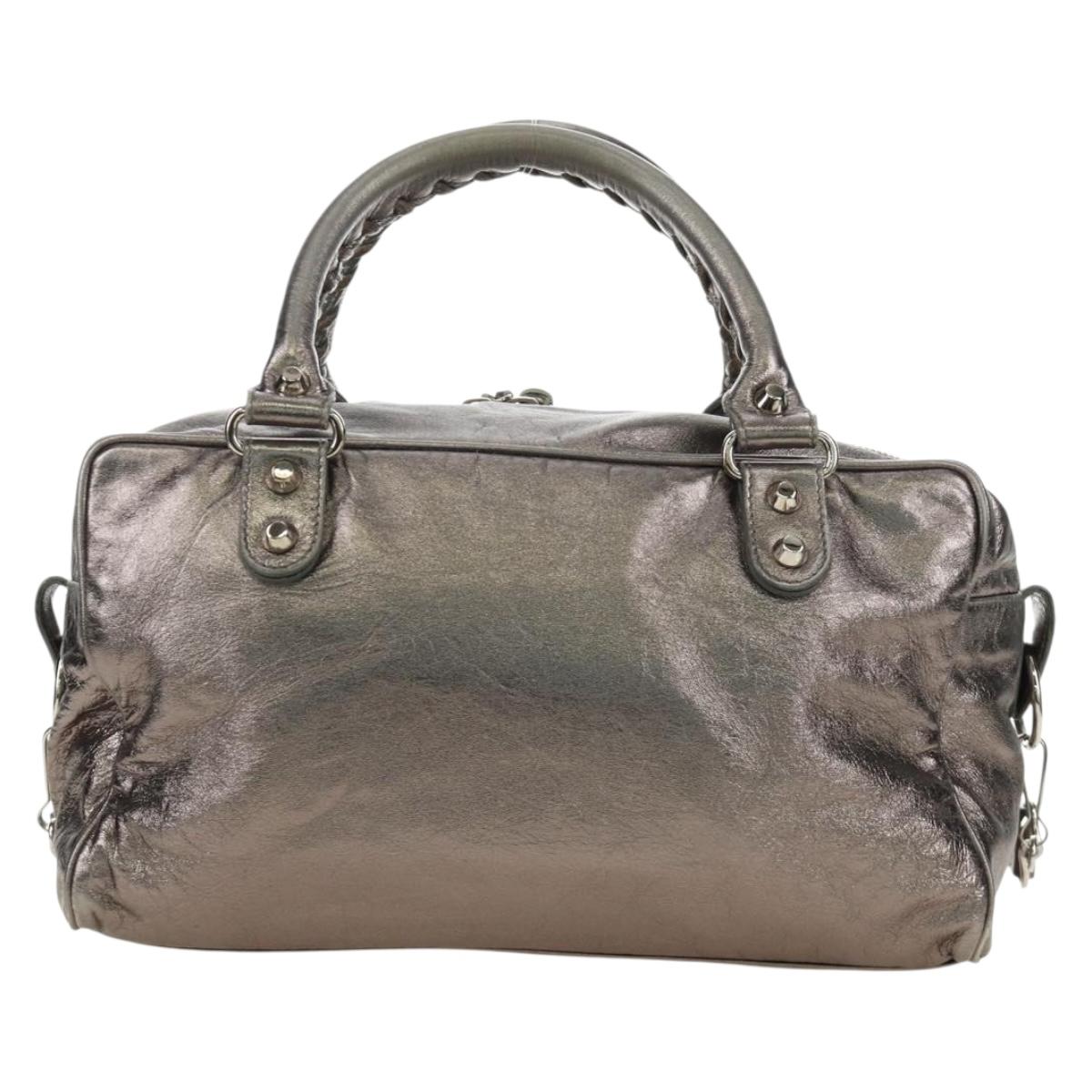 BALENCIAGA The Box Hand Bag Leather 2way Silver 145694 Auth yk20505SAM
