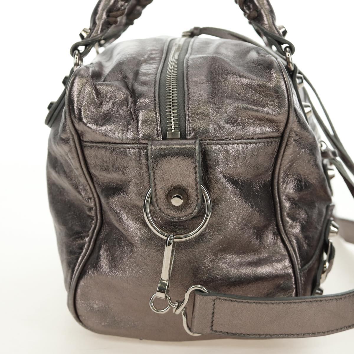 BALENCIAGA The Box Hand Bag Leather 2way Silver 145694 Auth yk20505SAM
