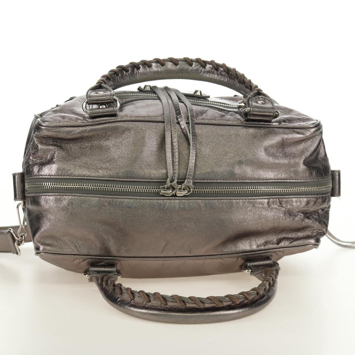BALENCIAGA The Box Hand Bag Leather 2way Silver 145694 Auth yk20505SAM