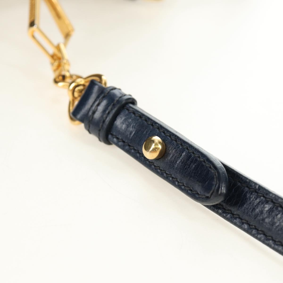 Miu Miu Hand Bag Leather 2way Navy Gold Auth yk20506SAM