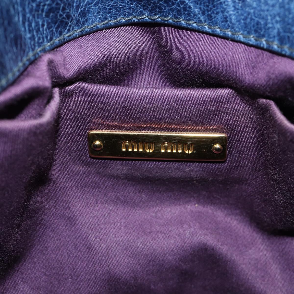 Miu Miu Hand Bag Leather 2way Navy Gold Auth yk20506SAM