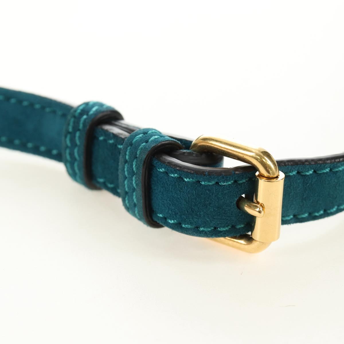 FENDI Mamma Baguette Hand Bag Suede 2way Blue Gold Auth yk20507SAM