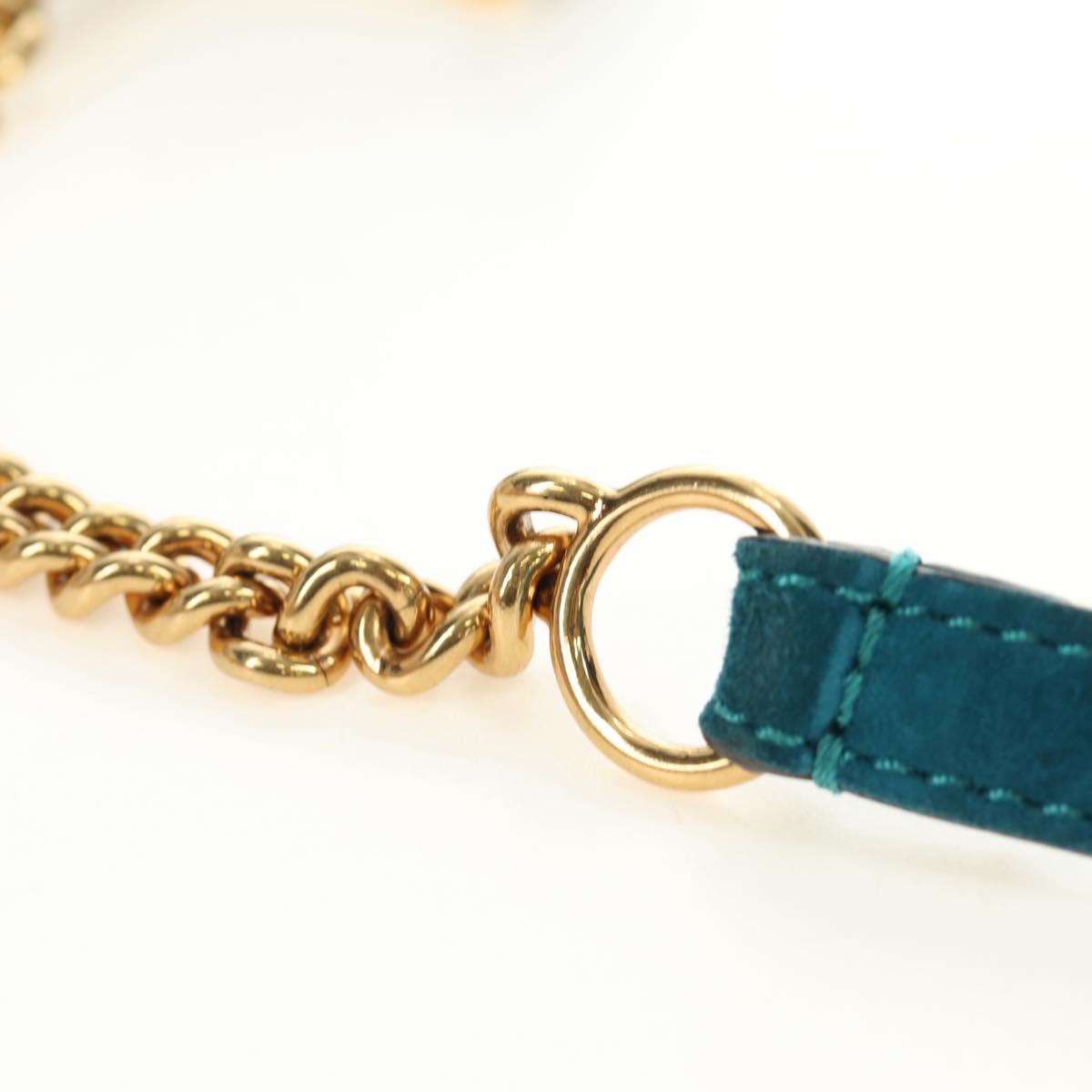 FENDI Mamma Baguette Hand Bag Suede 2way Blue Gold Auth yk20507SAM