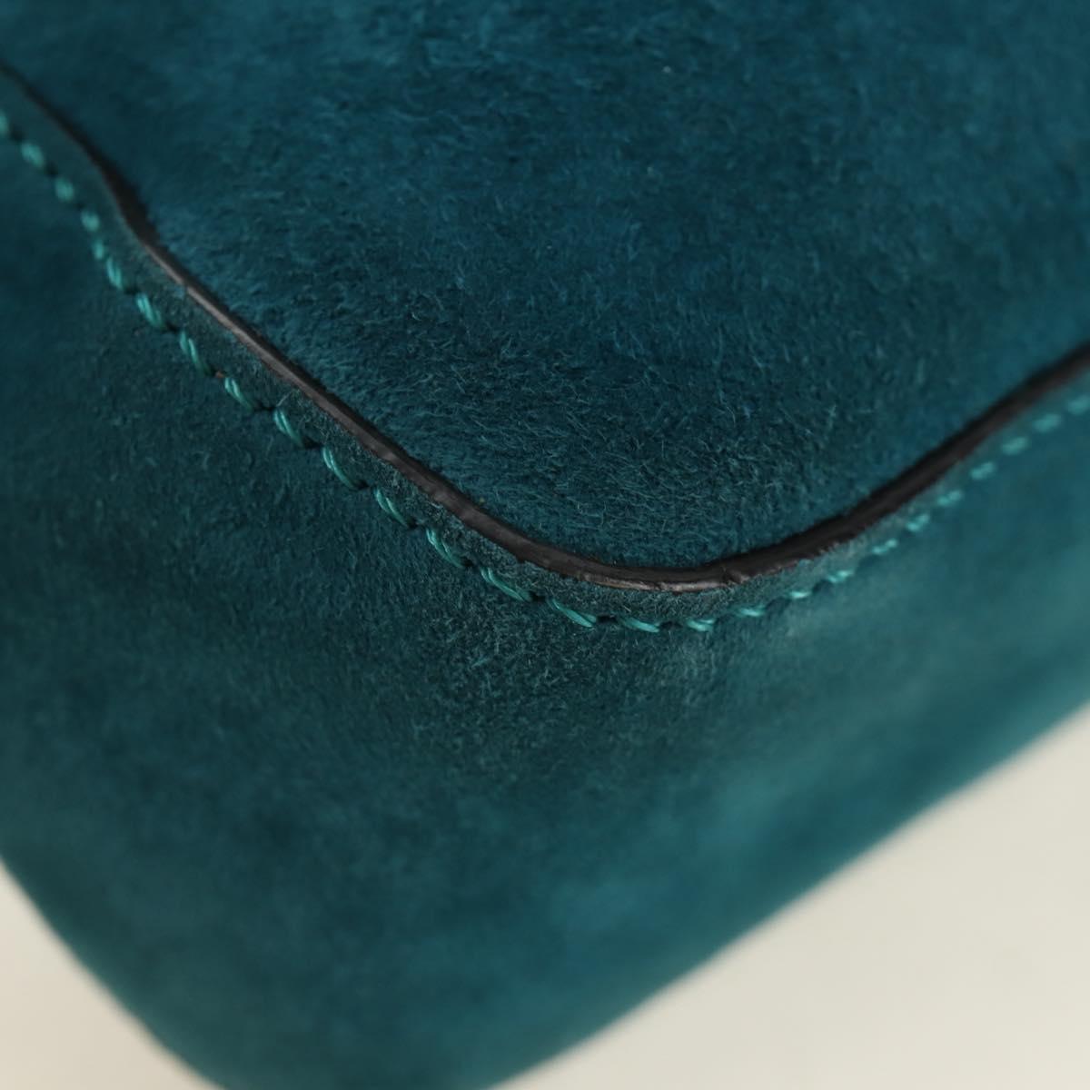 FENDI Mamma Baguette Hand Bag Suede 2way Blue Gold Auth yk20507SAM