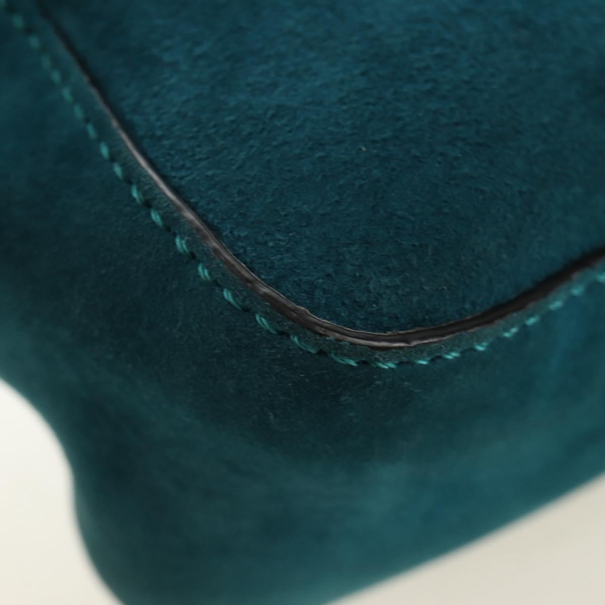 FENDI Mamma Baguette Hand Bag Suede 2way Blue Gold Auth yk20507SAM