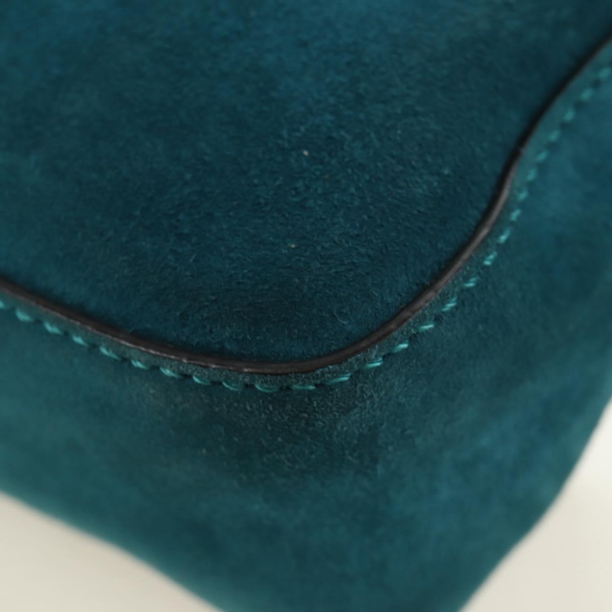 FENDI Mamma Baguette Hand Bag Suede 2way Blue Gold Auth yk20507SAM