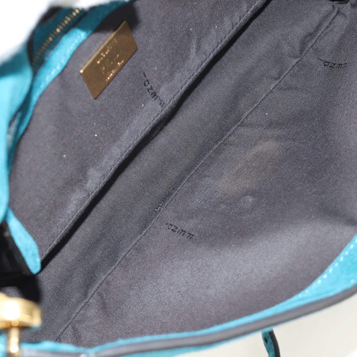 FENDI Mamma Baguette Hand Bag Suede 2way Blue Gold Auth yk20507SAM