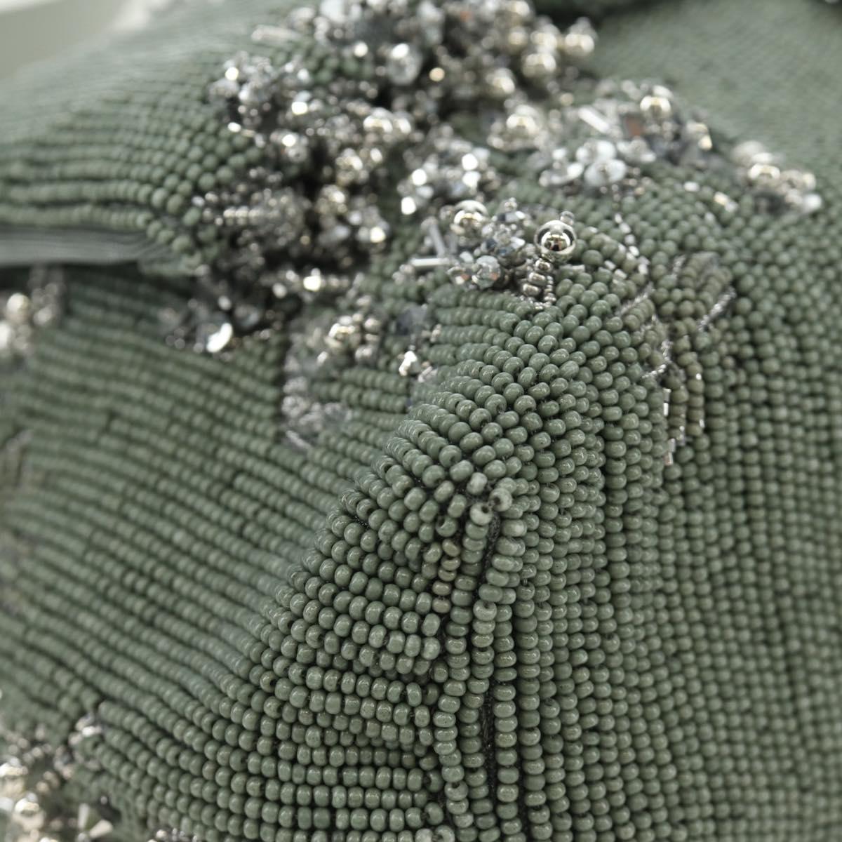 FENDI Mamma Baguette Shoulder Bag Beads 2way Green Silver Auth yk20510SM