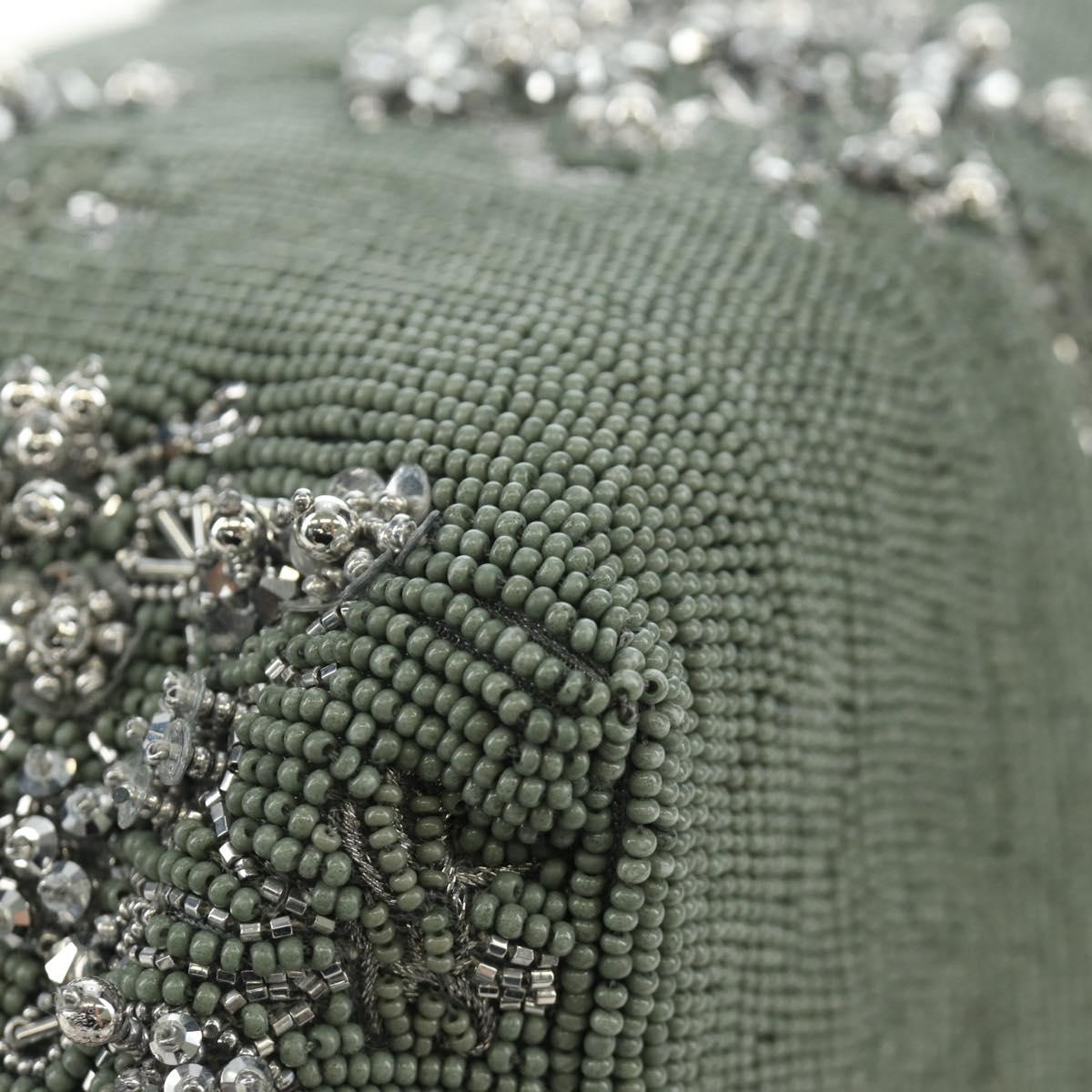FENDI Mamma Baguette Shoulder Bag Beads 2way Green Silver Auth yk20510SM